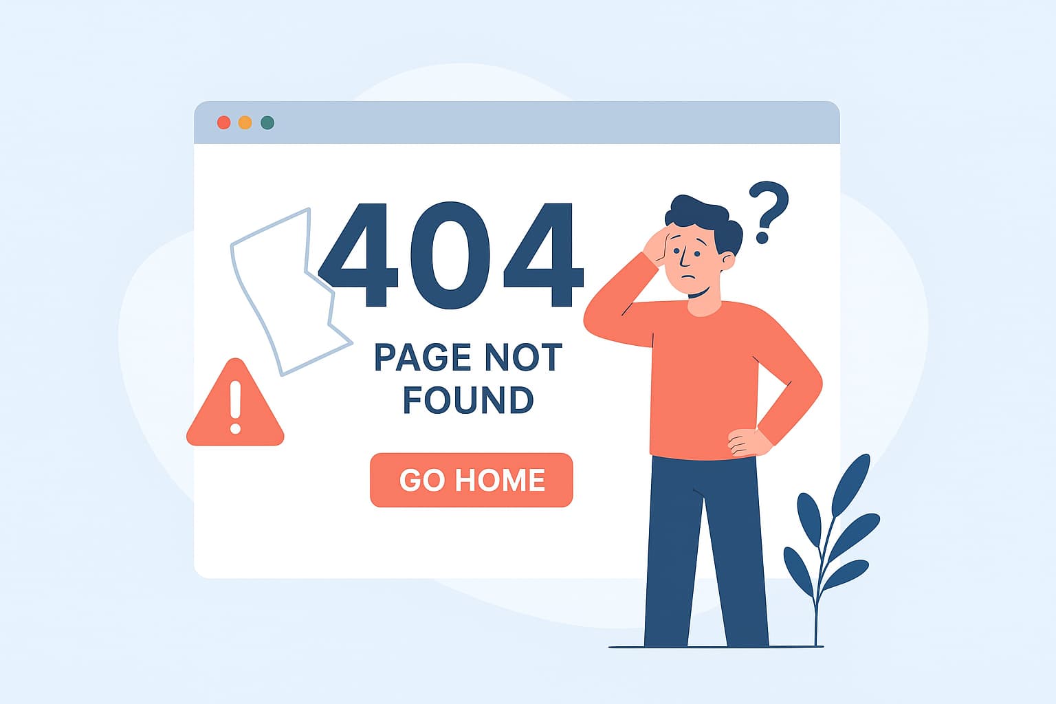 カスタム404ページのデザイン事例を紹介するイラスト