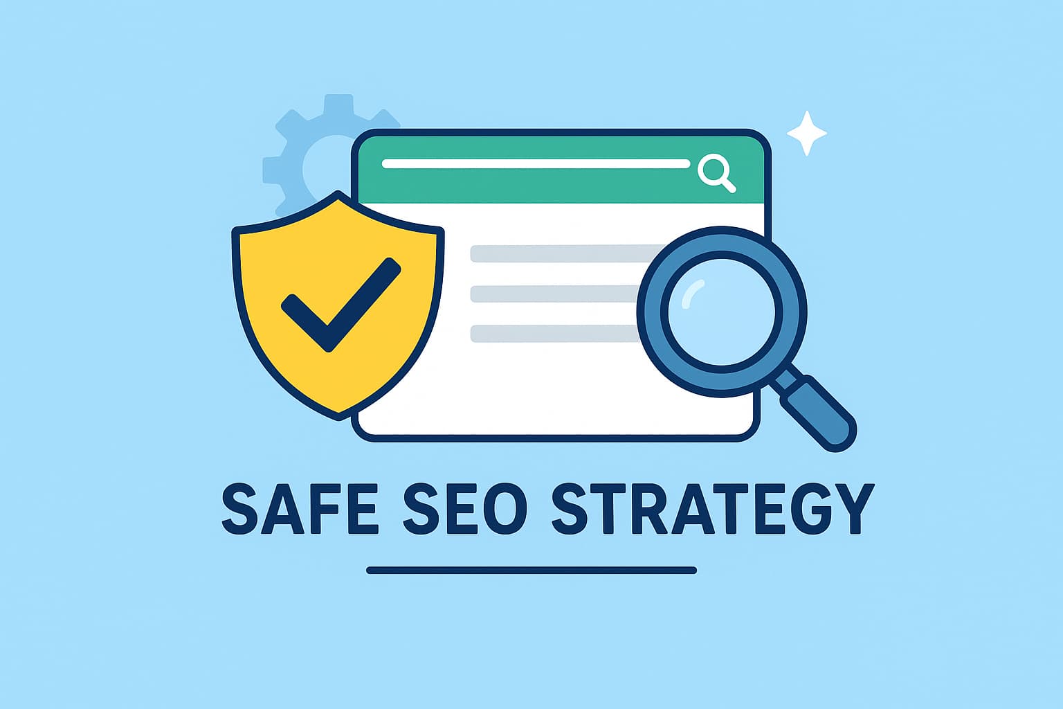 安全なSEO対策をイメージした検索エンジン最適化の概念図