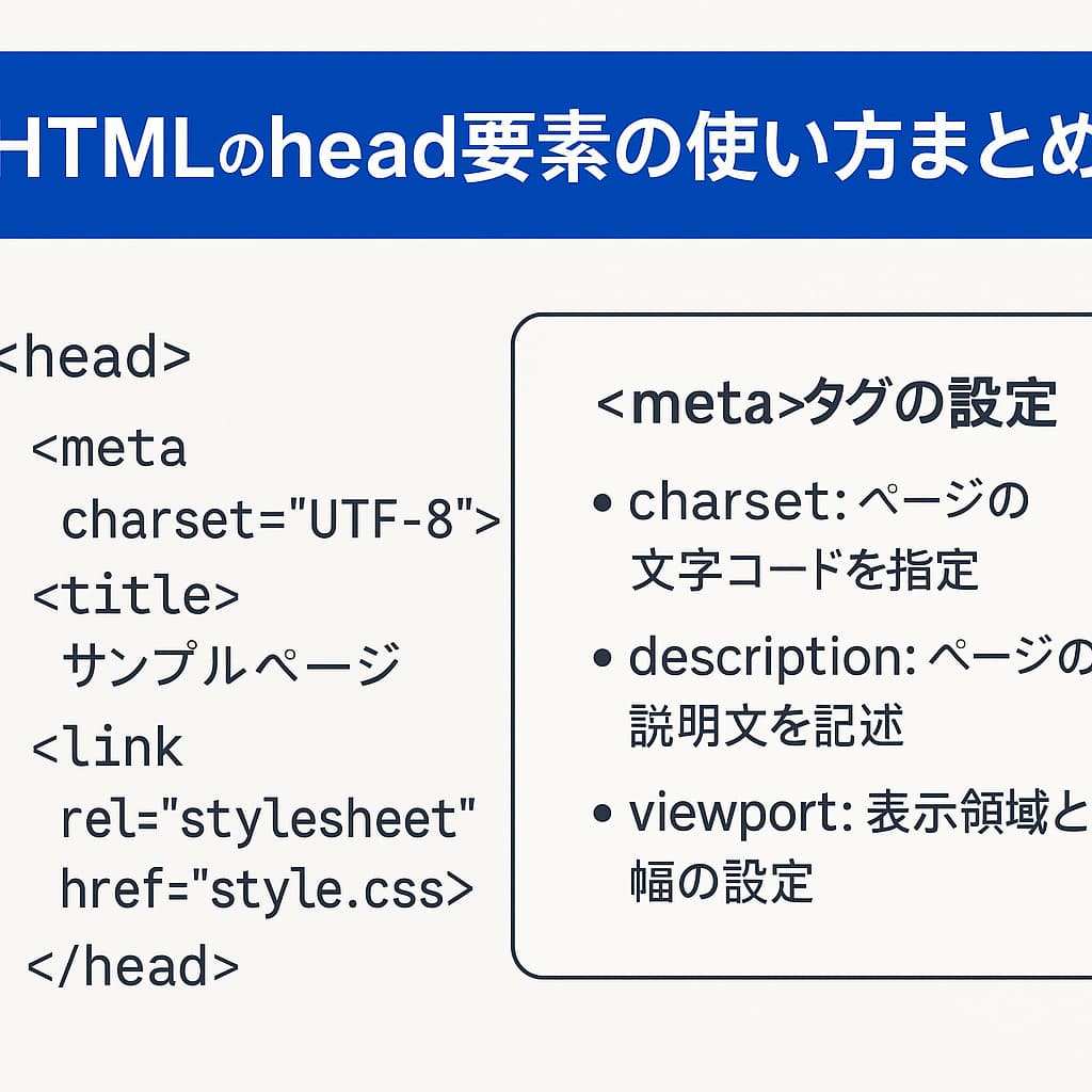 HTMLのhead要素の構成とmetaタグ設定の図解