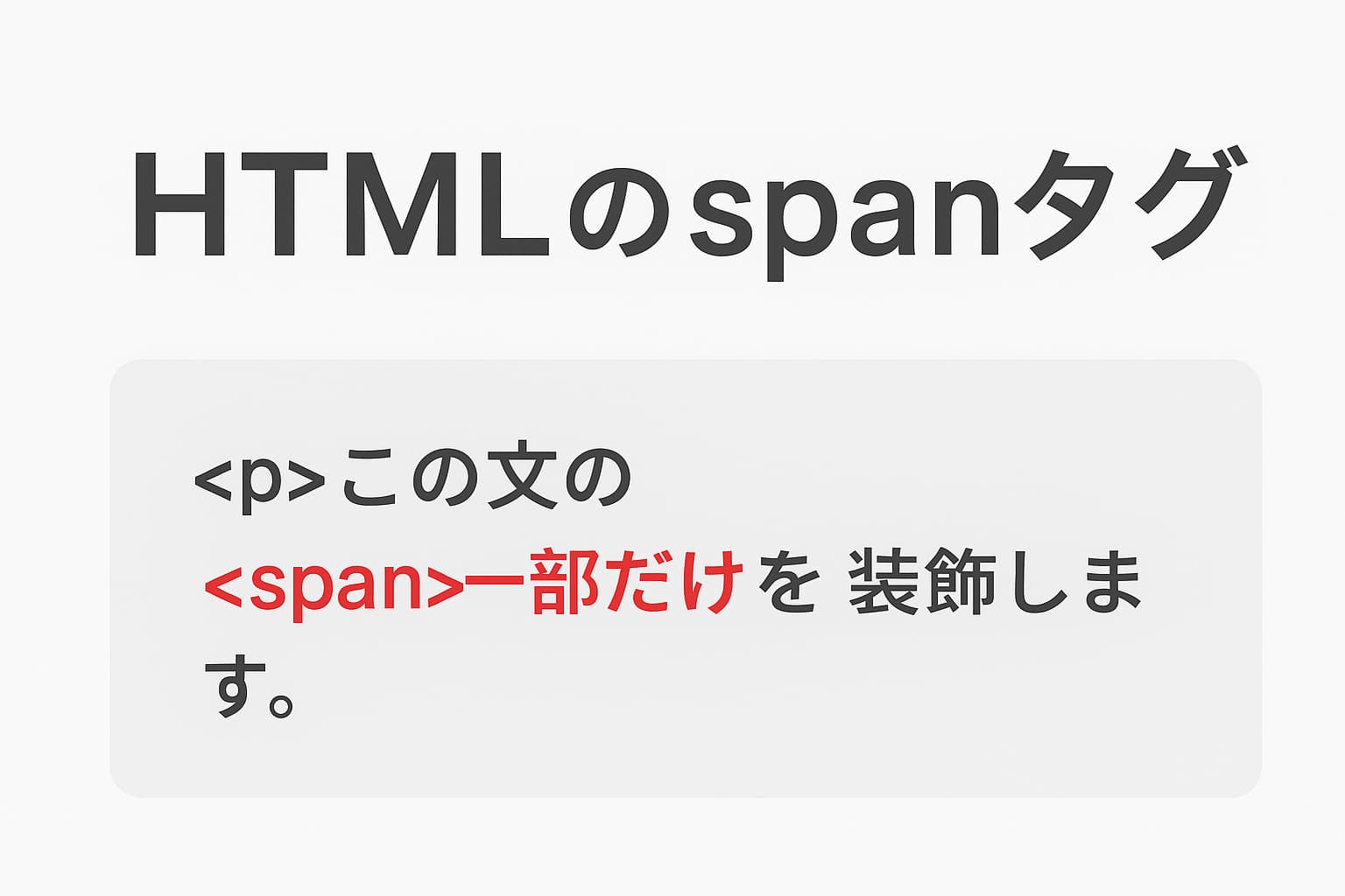 HTMLのspanタグでテキストを装飾するイメージ｜赤文字や下線を付けたテキスト例