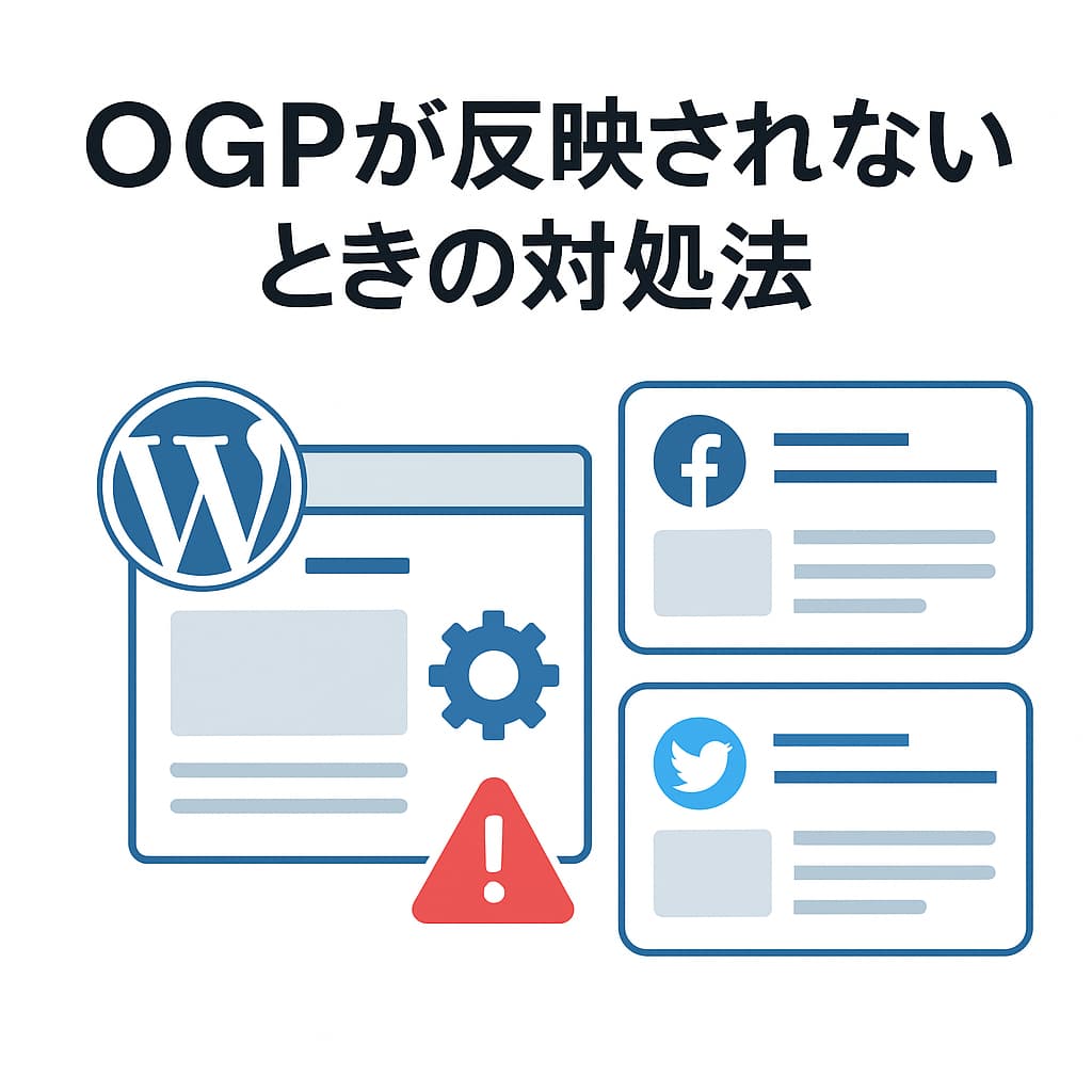 WordPressでOGPが反映されないときの原因と対処法を説明するイメージ