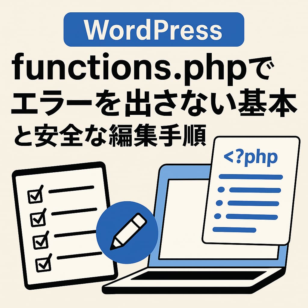 functions.phpを安全に編集するための基本ポイントをまとめたアイキャッチ画像