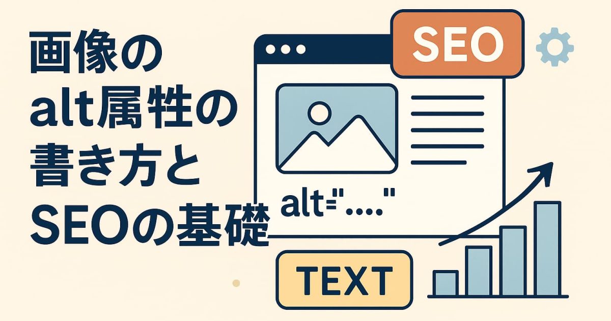 画像のalt属性の書き方とSEOの基礎を示すイメージビジュアル