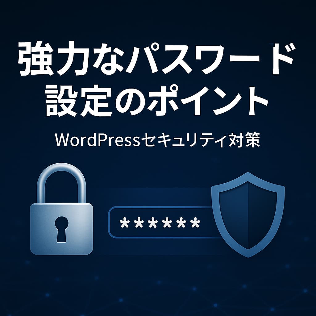 WordPressのセキュリティを強化するための強力なパスワード設定ポイントを紹介するイメージ