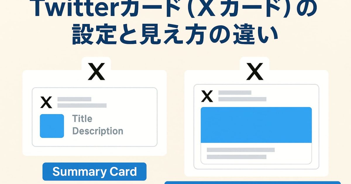 Twitterカード（Xカード）の種類と見え方の違いを解説するイメージ画像