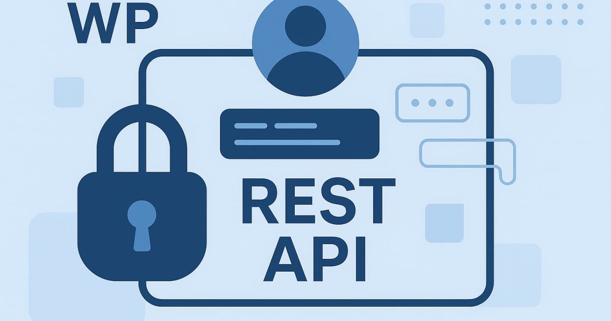 WP REST API のアクセス制御をテーマにしたセキュリティイメージ（鍵とAPI構造の図）