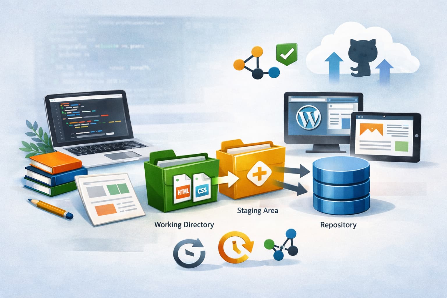 Web制作や個人開発で使うGitの基本と変更履歴管理のイメージ