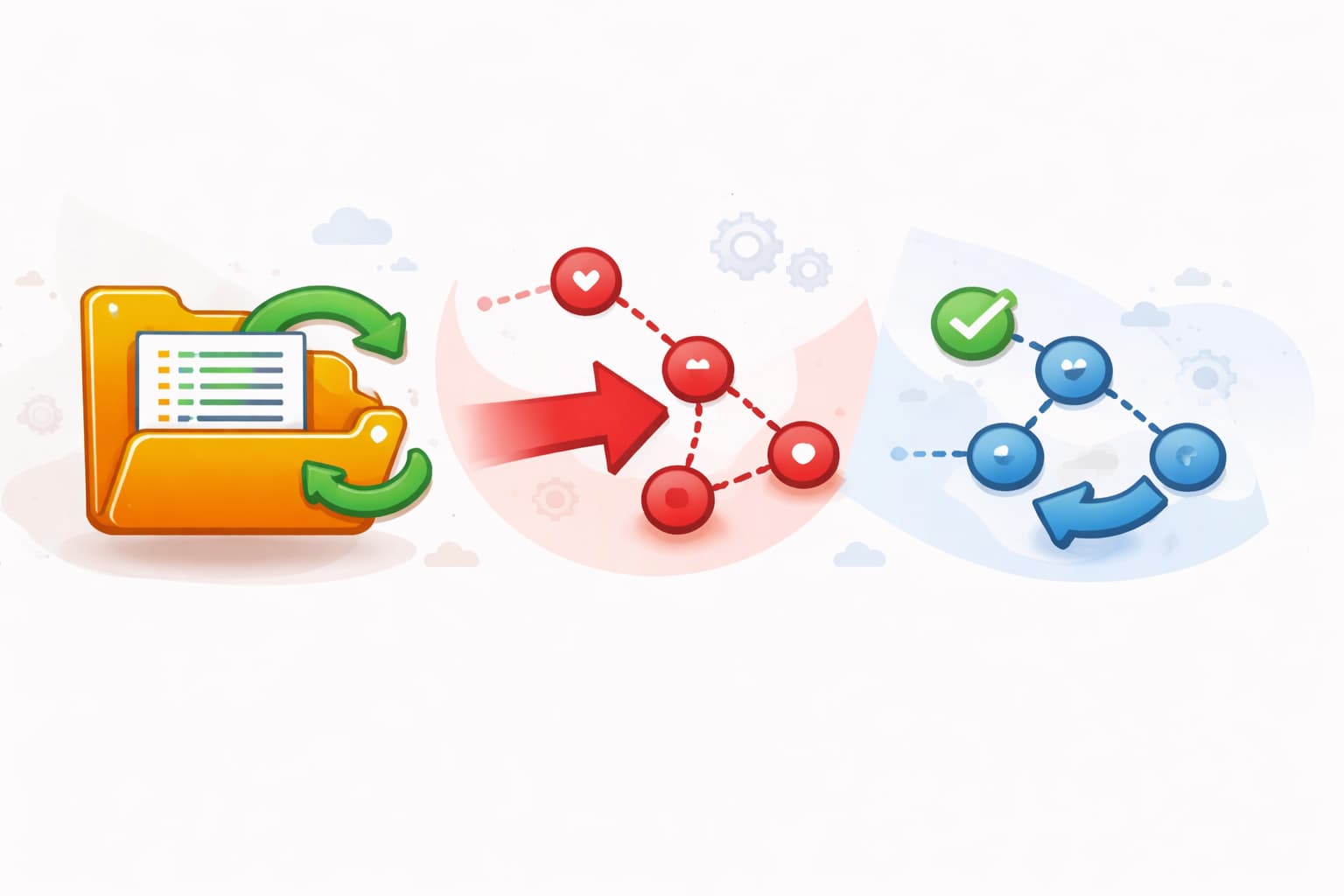Gitで変更を取り消す方法を解説する記事のアイキャッチ画像。restore・reset・revertの違いをイメージした図。