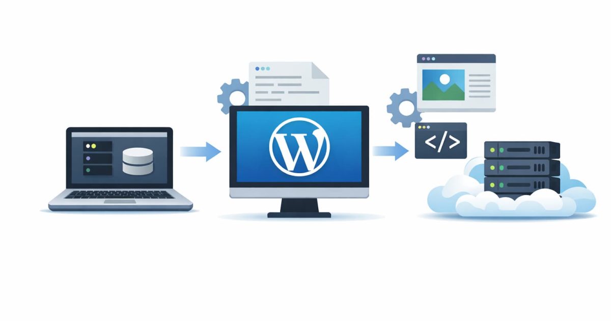 ローカル環境でWordPressを動かす仕組みを表したイメージ