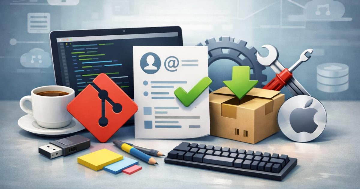 Gitのインストールと初期設定を行う開発環境のイメージ