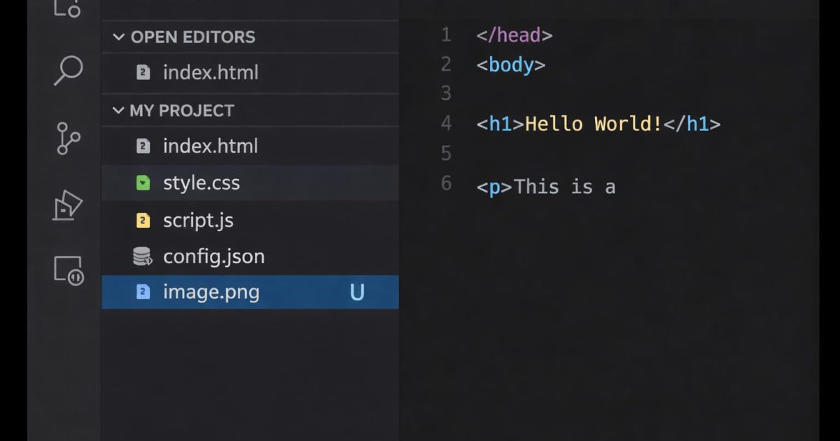 VS CodeでGitの未追跡ファイルを示す「U」表示が確認できるエクスプローラー画面