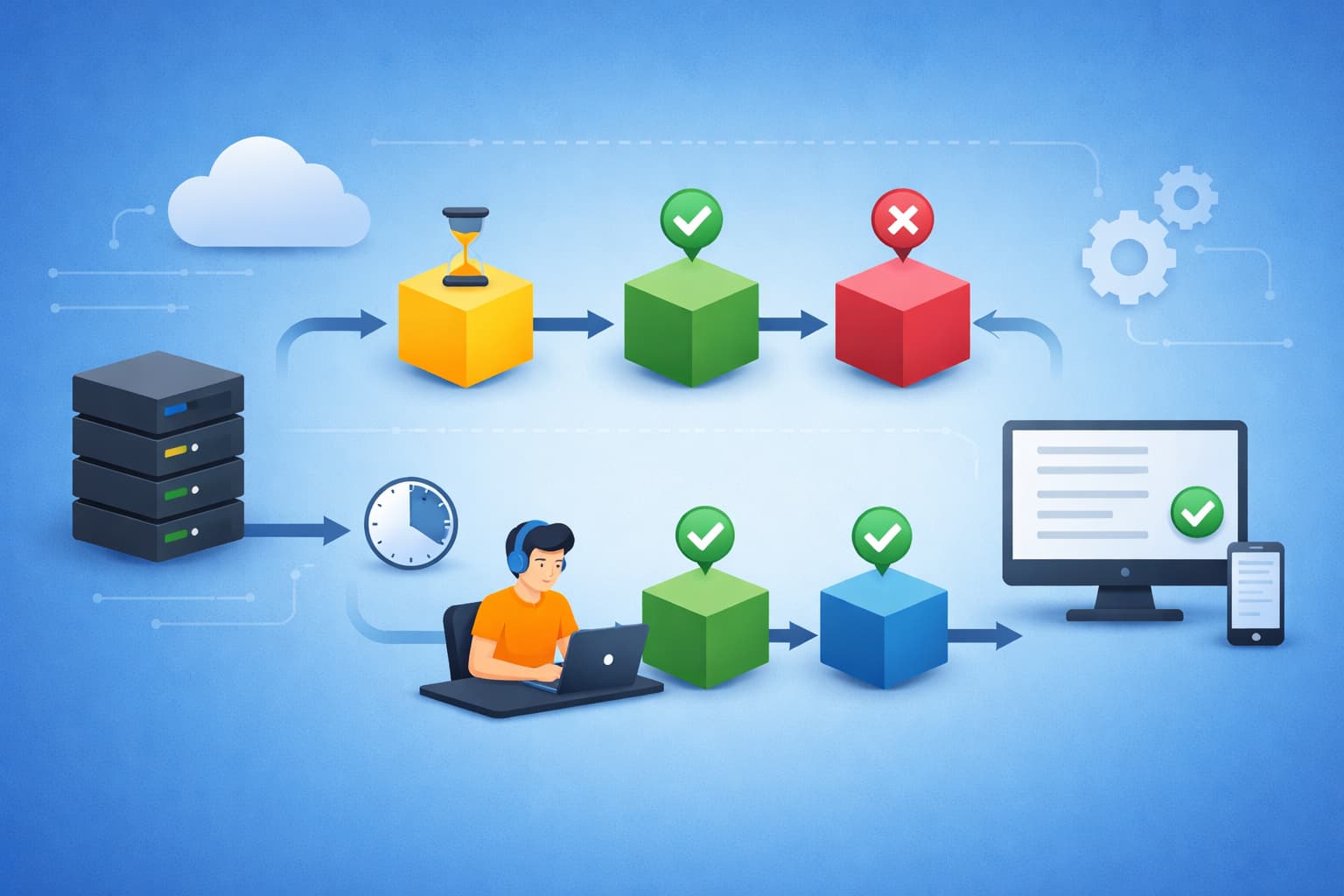 JavaScriptの非同期処理をイメージした処理の流れと並列実行のビジュアル