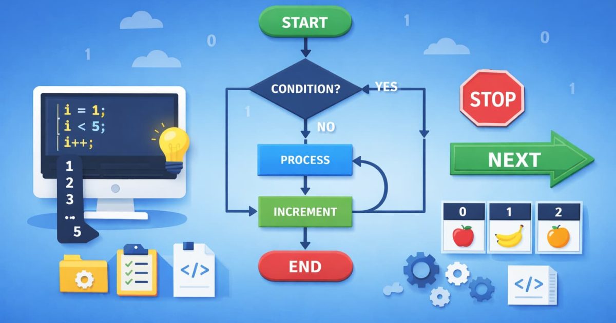 JavaScriptのfor文による繰り返し処理のイメージ