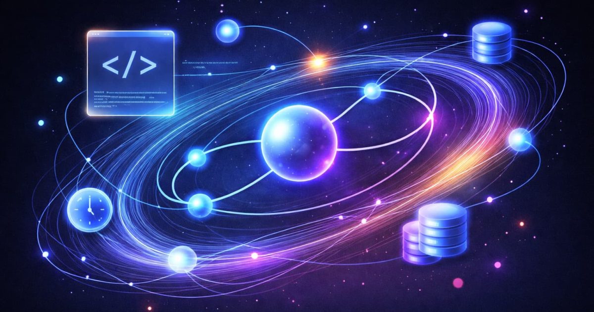 JavaScriptのPromiseによる非同期処理の流れとデータのつながりを表現した抽象イメージ