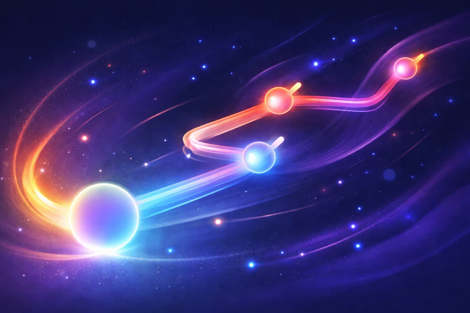 JavaScriptのthenによる非同期処理の流れを表現した抽象的なイメージ