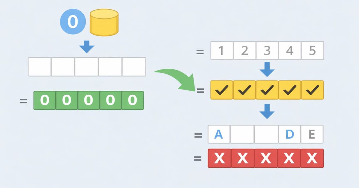 JavaScriptのfill()で配列が同じ値に置き換えられていくイメージ
