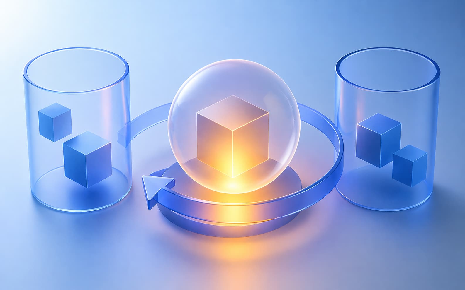 JavaScriptの即時実行関数(IIFE)によるスコープの分離と処理の独立性を表現した抽象イメージ