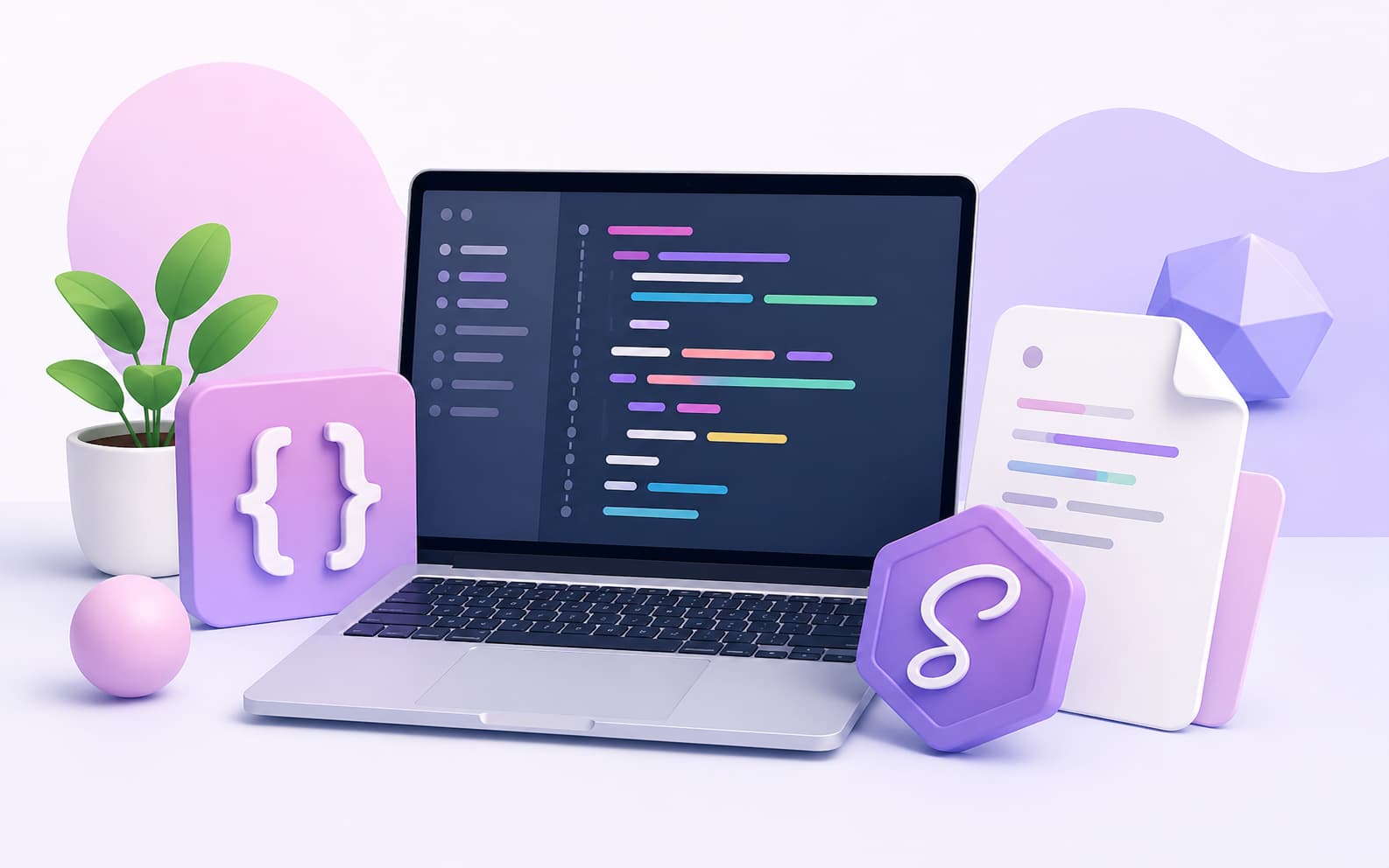 Sass(SCSS)を使った効率的なCSS設計とコーディングをイメージしたイラスト